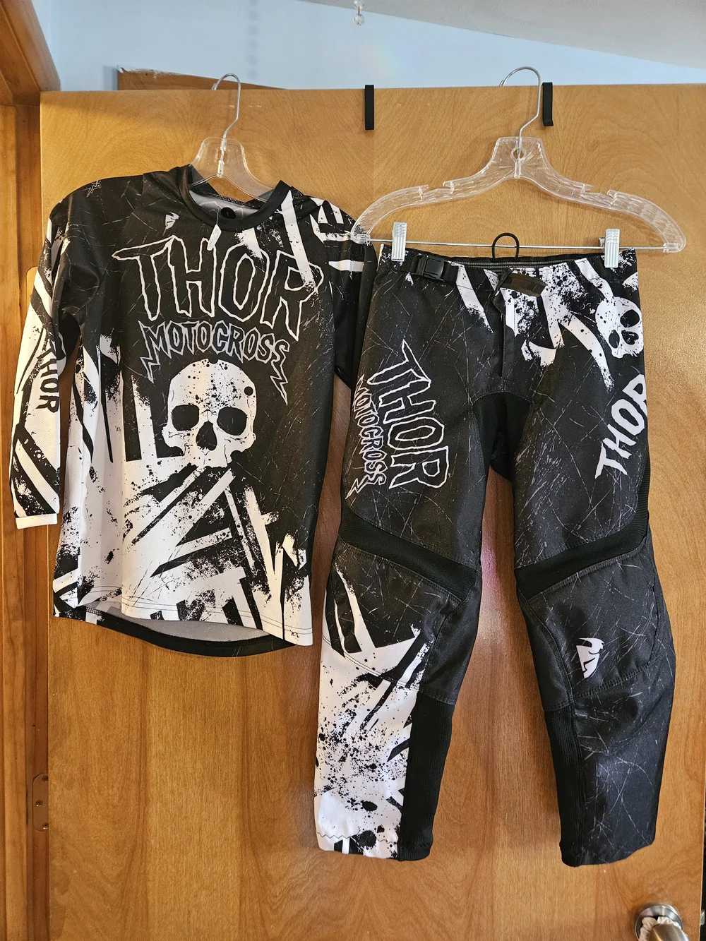 thor Black & White Skull Kids Motocross Gear Set